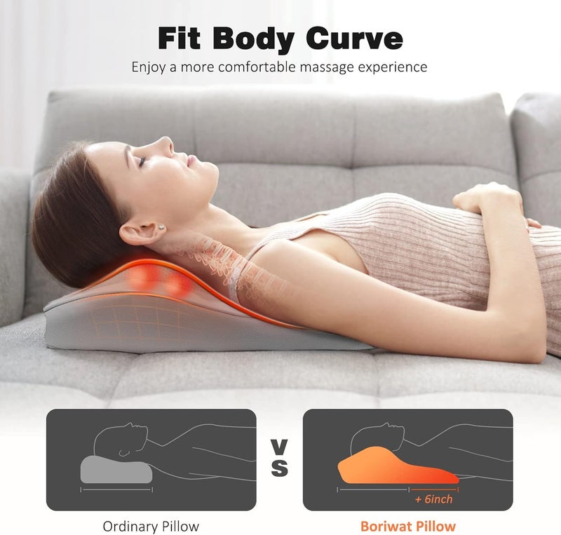 Boriwat Neck and Shoulder Massager with Heat, Shiatsu Massage Pillow with 3D Deep Tissue Kneading for Back Legs Foot Body Pain Relief,at Home Office Car, Gift for Mom & Dad - Image 2